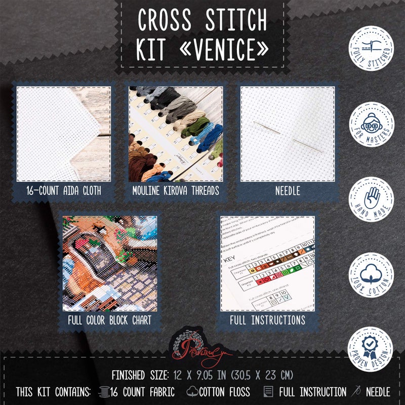 Povitrulya Counted Cross Stitch Kit for Adults 'Venice' - Image 3